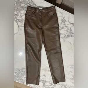 Wilfred Brown Straight Leg Women Faux Leather Pants